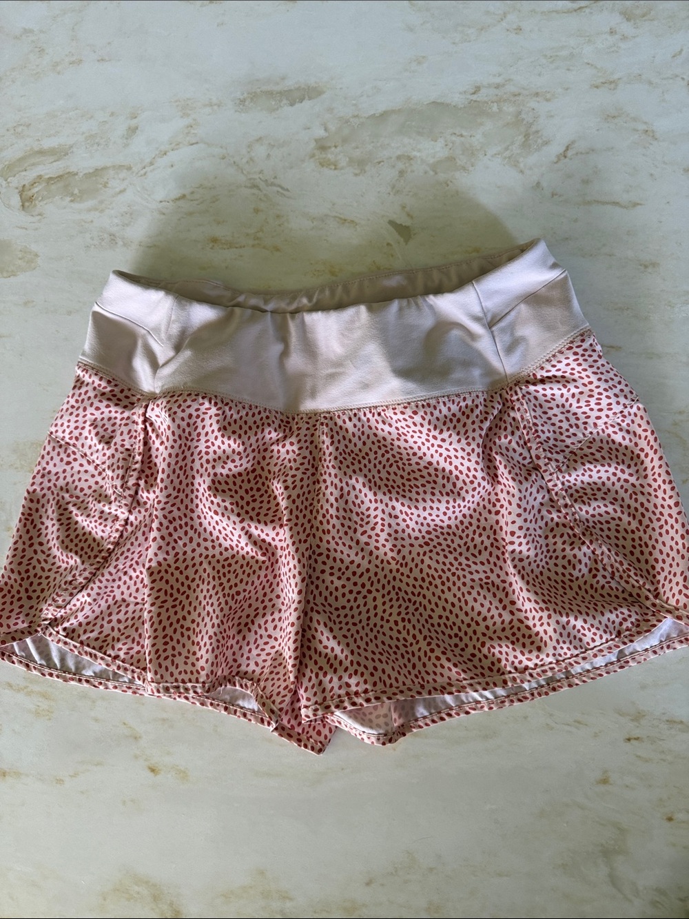 Pink Dot Athletic Shorts with High Stretch Waistband